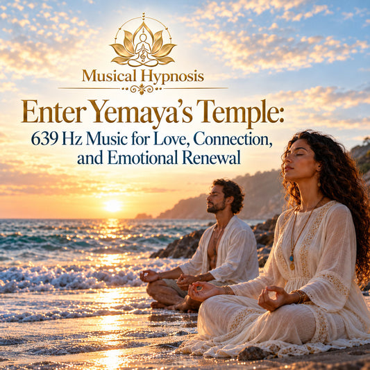 Yemaya 639 Hz music and affirmations meditation with two people by the ocean at sunset